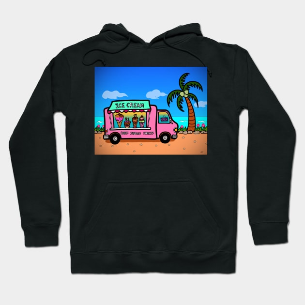 Street food truck ice cream outdoor beach summer Hoodie by Nalidsa